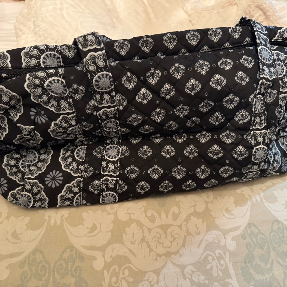 Black Floral Quilted Tote Bag - Women